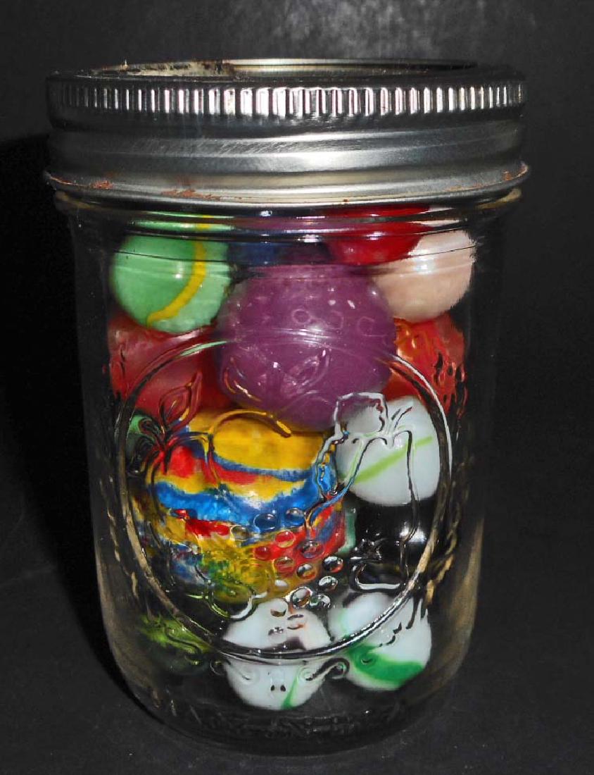 JAR OF VINTAGE MARBLES - INCL. LARGE SHOOTERS (1 of 1)