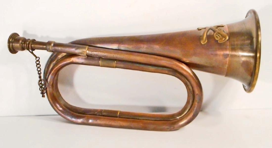 7TH CAVALRY COPPER BRASS BUGLE: 11" TALL