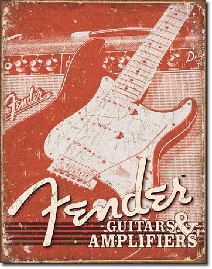 FENDER METAL SIGN 12.5" X 16": N/A