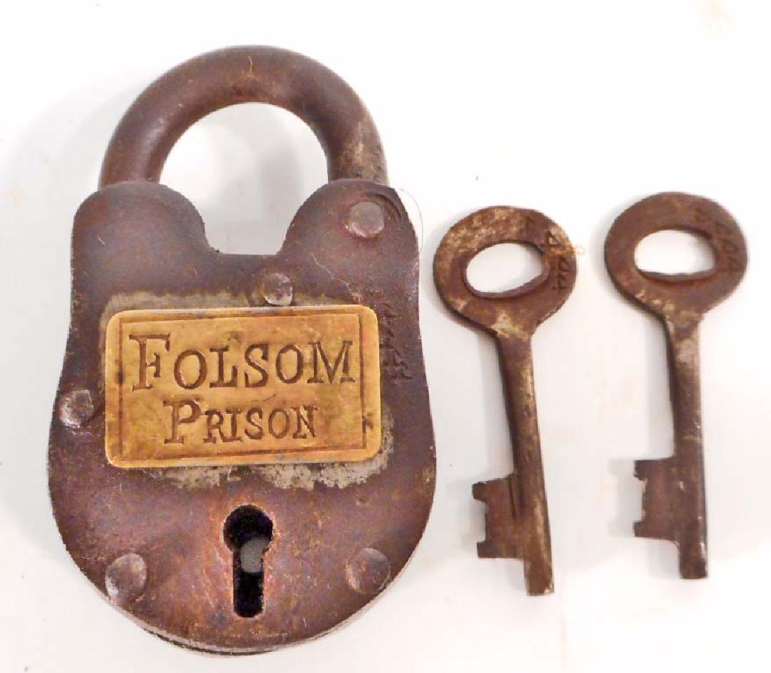 FOLSOM PRISON CAST IRON GATE PADLOCK - 2.5" X 1.5": N/A