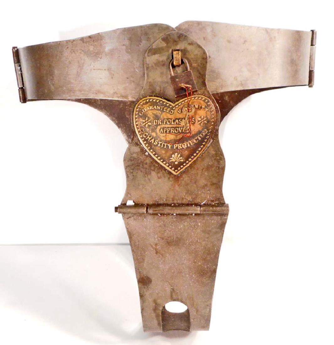 METAL CHASTITY BELT W/ BRASS LOCK AND KEYS: N/A