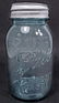 ANTIQUE BLUE GLASS MASON JAR W/ METAL LID