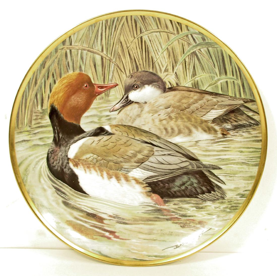 VINTAGE BASIL EDE WATER BIRDS OF THE WORLD RED-CRESTED: 9" diameter