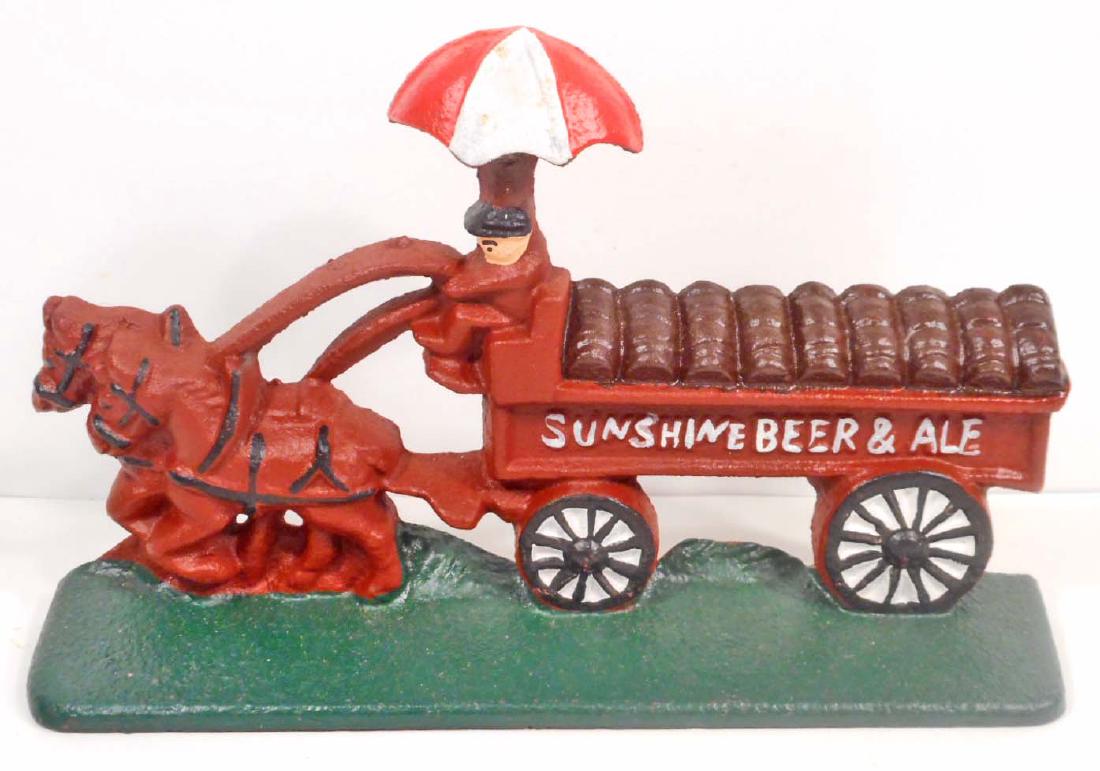 CAST IRON BEER WAGON DOORSTOP: 8" long