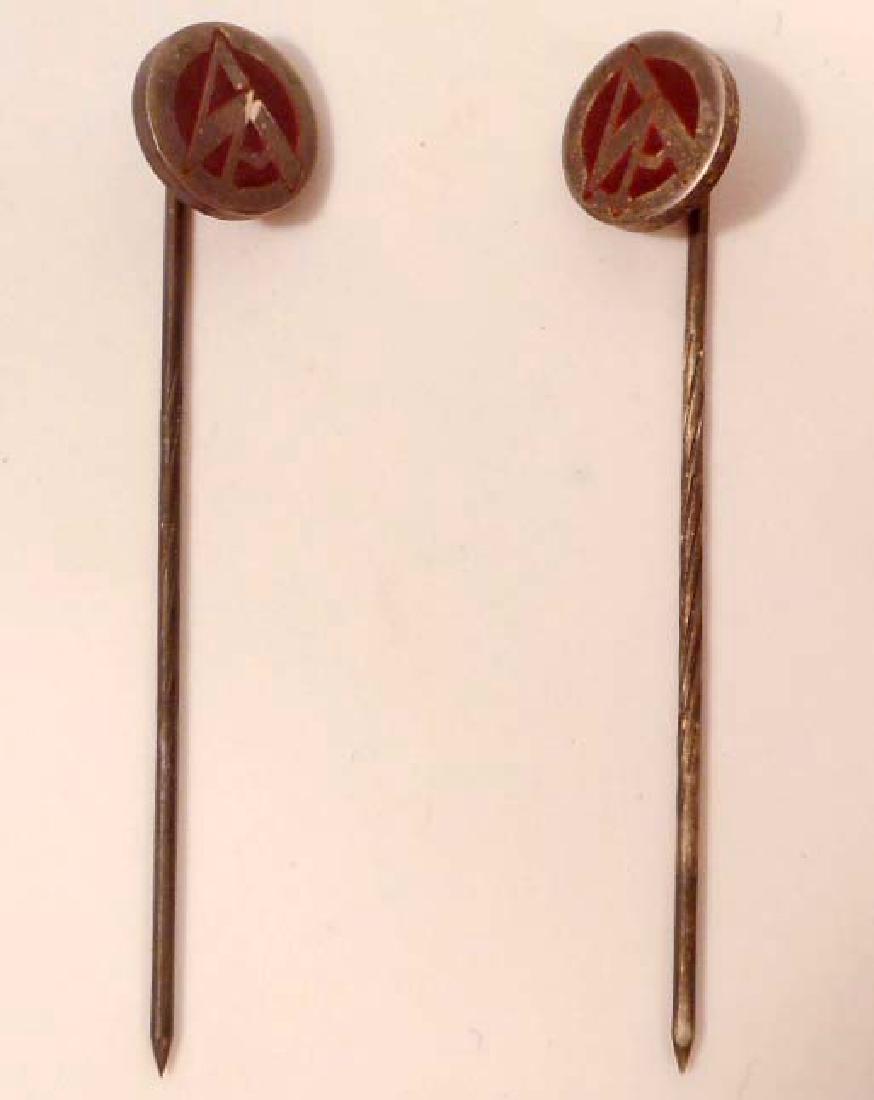 LOT OF 2 GERMAN NAZI SA STURM ABTEILUNG PARTER STICK: Both are maker marked 'RZM M1/101'. Nickel construction with enamel.