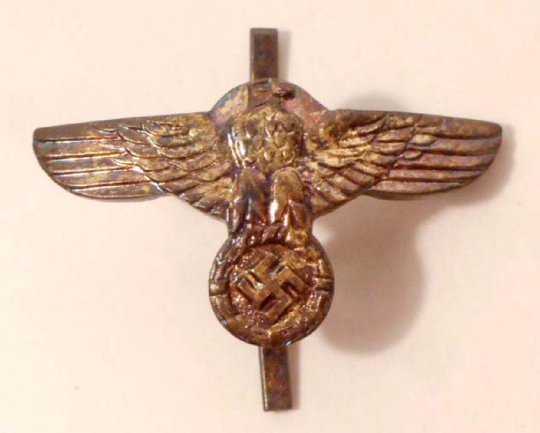 GERMAN NAZI WAFFEN SS / SA STURM ABTEILUNG DAGGER: Measures 1" wide by 5/8" tall. The reverse side is maker marked 'RZM M1/6'. Has Two (2) flat vertical prongs for securing to the wood dagger handle. Nickel construction
