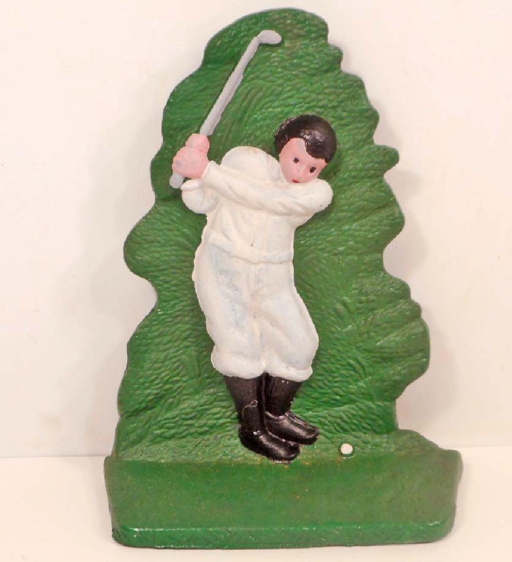 CAST IRON GOLFER DOOR STOP: 7.5" tall
