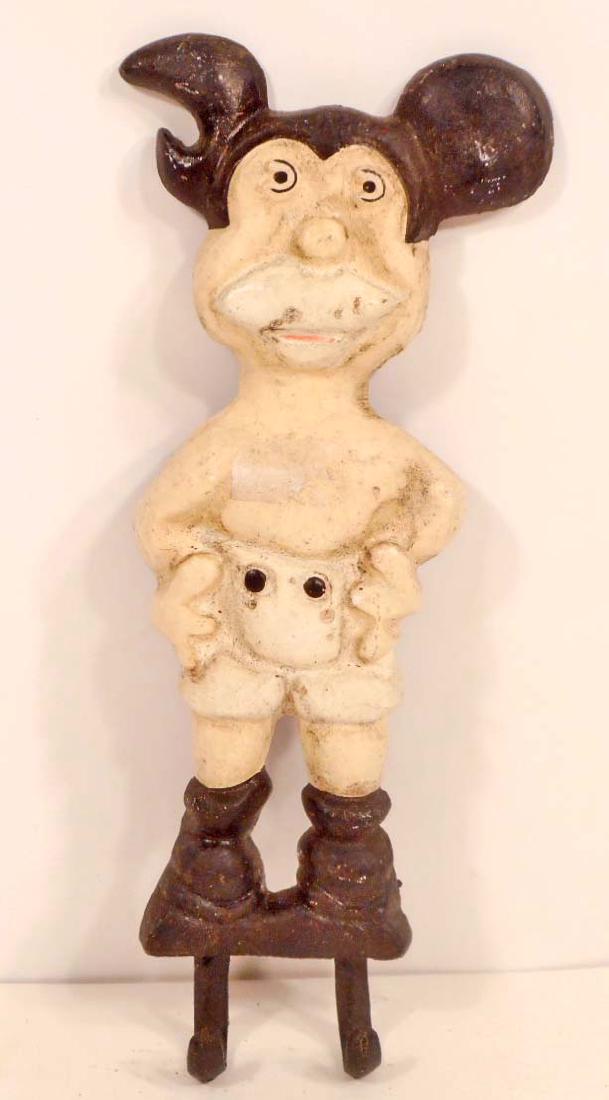 CAST IRON MICKEY MOUSE HOOKS - WALL MOUNT: 9" tall