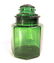 VINTAGE GREEN ART GLASS COUNTER JAR W/ LID