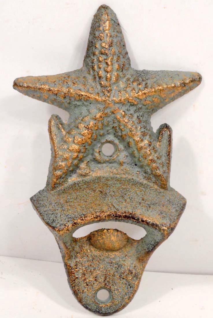 CAST IRON STAR FISH BOTTLE OPENER - WALL MOUNT: 5" tall