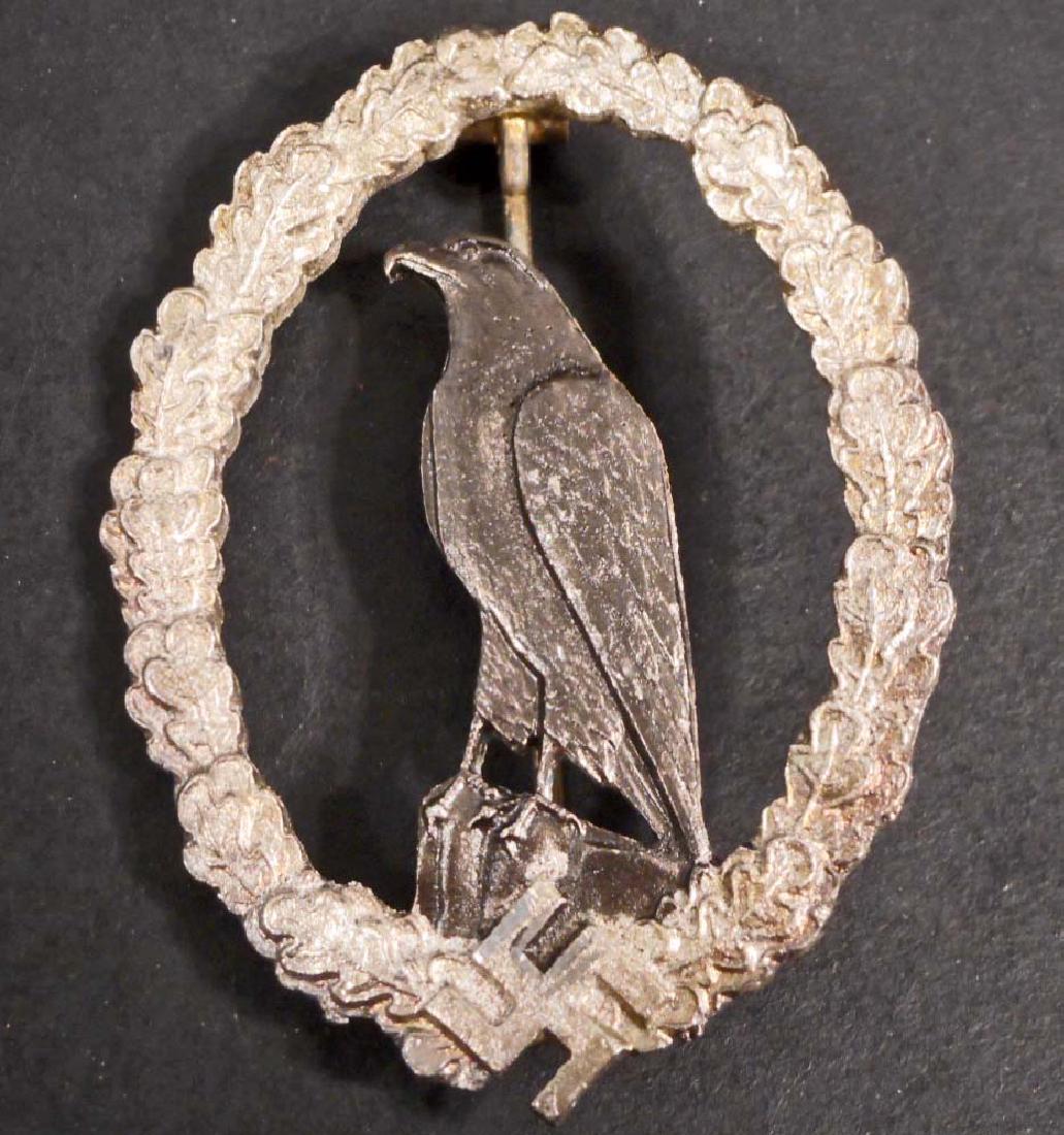 GERMAN NAZI LUFTWAFFE RETIRED PILOT BADGE: Has a thin vertical pin back. One piece nickel construction