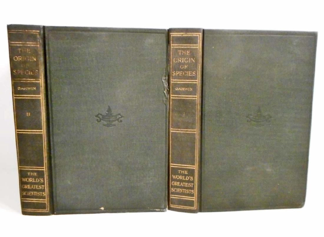 2 1915 WORLDS GREATEST SCIENTISTS DARWIN HARDCOVER: "THE ORIGIN OF SPECIES VOL. 1 & VOL. 2" BY DARWIN