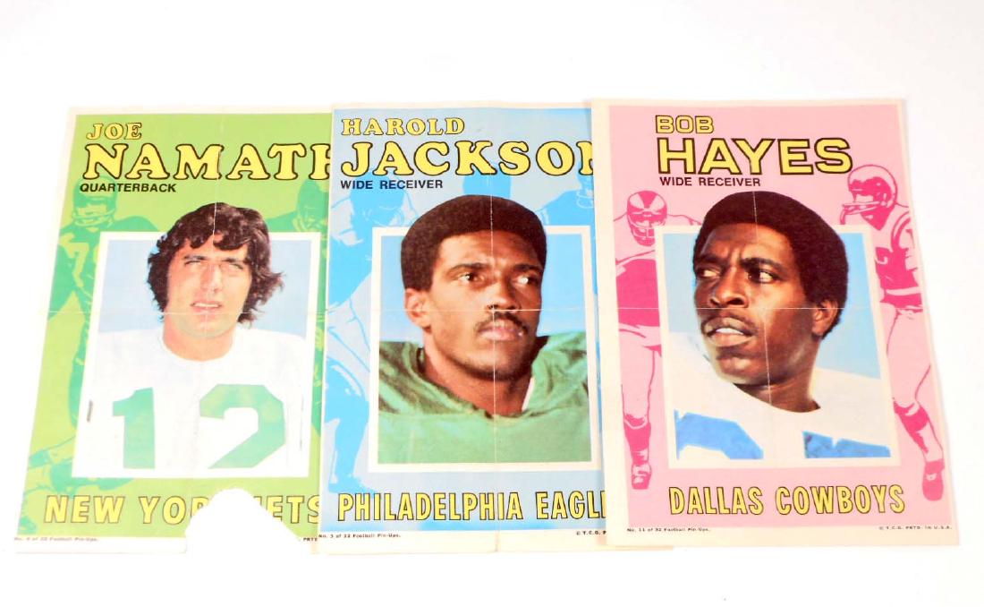 LOT OF 3 VINTAGE C. 1960'S FOOTBALL PIN-UP POSTERS: Joe Namath, Harrold Jackson & Bob Hayes. Each is 5" by 7"
