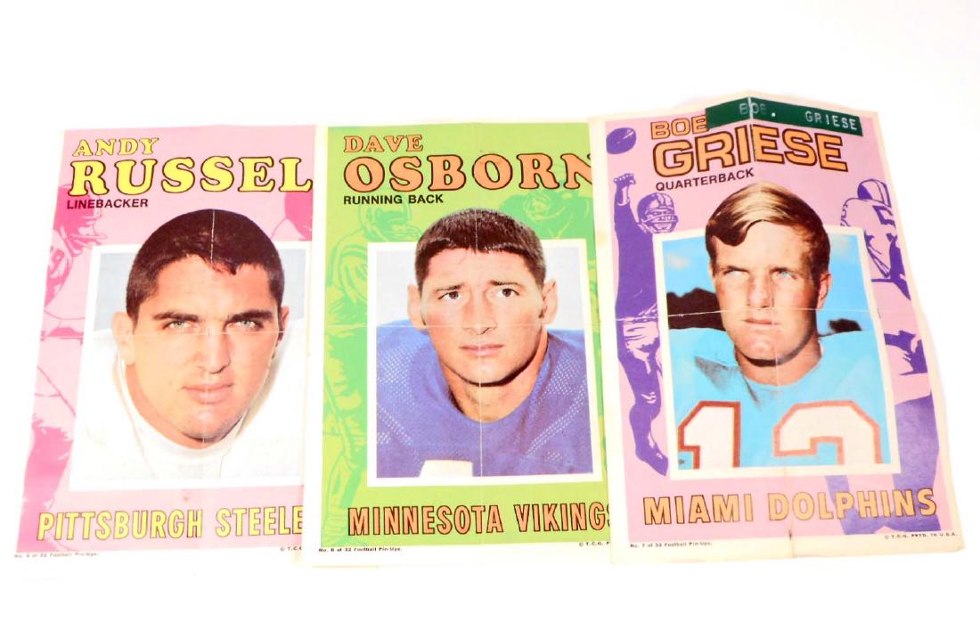 LOT OF 3 VINTAGE C. 1960'S FOOTBALL PIN-UP POSTERS: Bob Griese, Dave Osborn & Andy Russell. Each is 5" by 7"