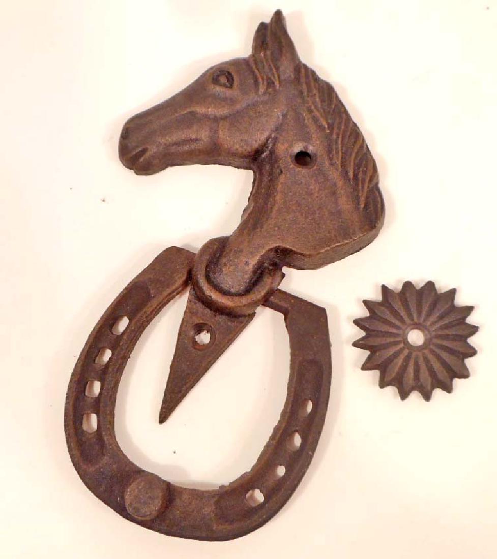 CAST IRON HORSE, SPUR & HORSESHOE DOOR KNOCKER