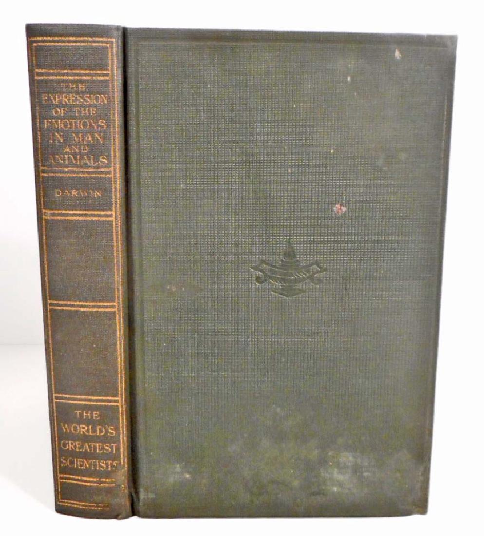 1915 WORLDS GREATEST SCIENTISTS DARWIN HARDCOVER BOOK: "THE EXPRESSION OF THE EMOTIONS IN MAN AND ANIMALS" BY DARWIN