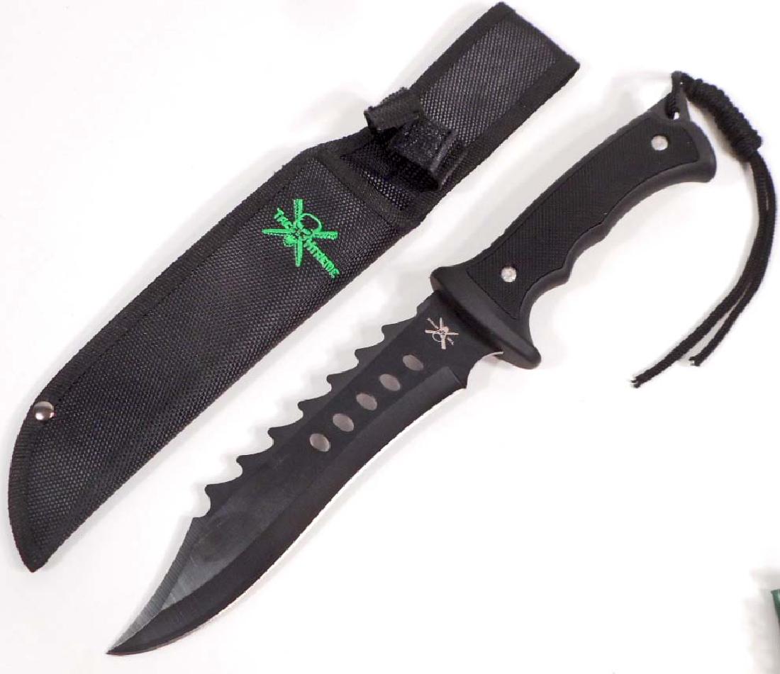 FIXED BLADE HUNTING KNIFE W/ RAZOR BACK & SHEATH: Tac Xtreme Knife. 12.5" long