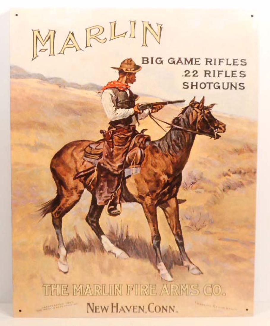 MARLIN BIG GAME RIFLES METAL ADVERTISING SIGN - 12.5X16: N/A