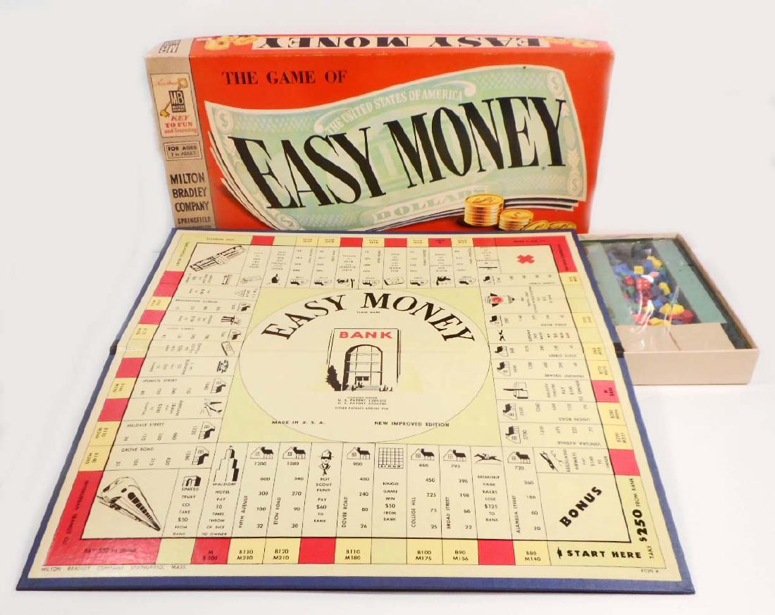 VINTAGE C. 1950'S MILTON BRADLEY EASY MONEY BOARD GAME: Complete, does not look like it has been played at all.