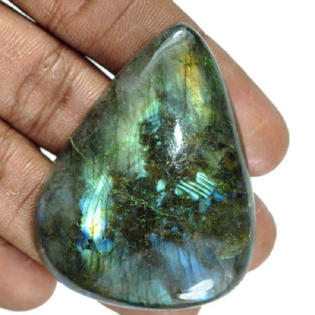 BIG 135+ Carat Natural Pear Cabochon Labradorite Gem: N/A