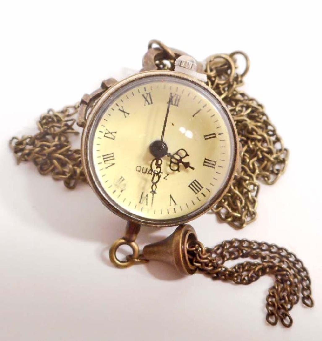 STEAMPUNK VICTORIAN STYLE BALL POCKET WATCH W/ CHAIN: N/A