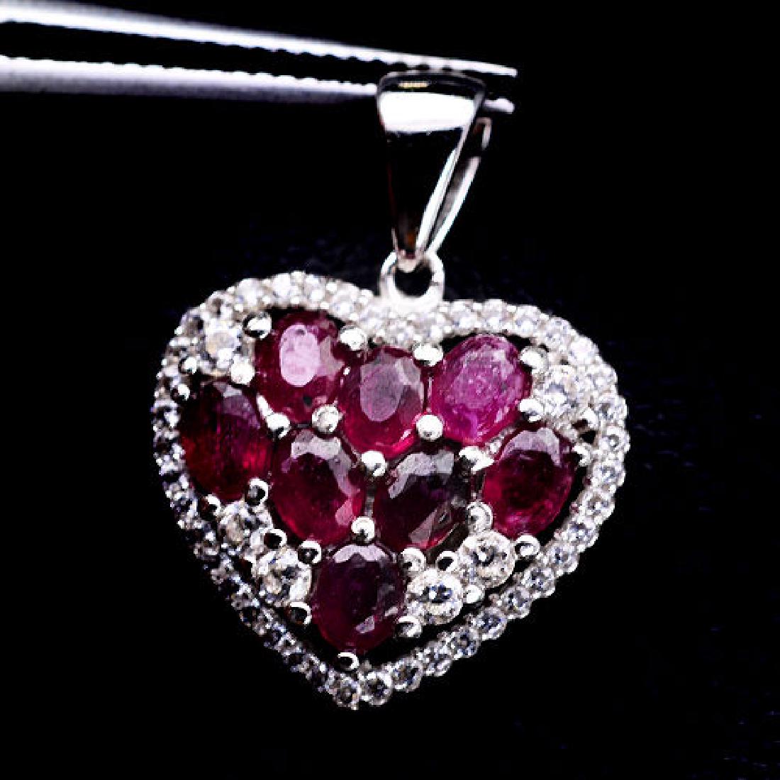 STERLING SILVER RUBY HEART PENDANT: N/A