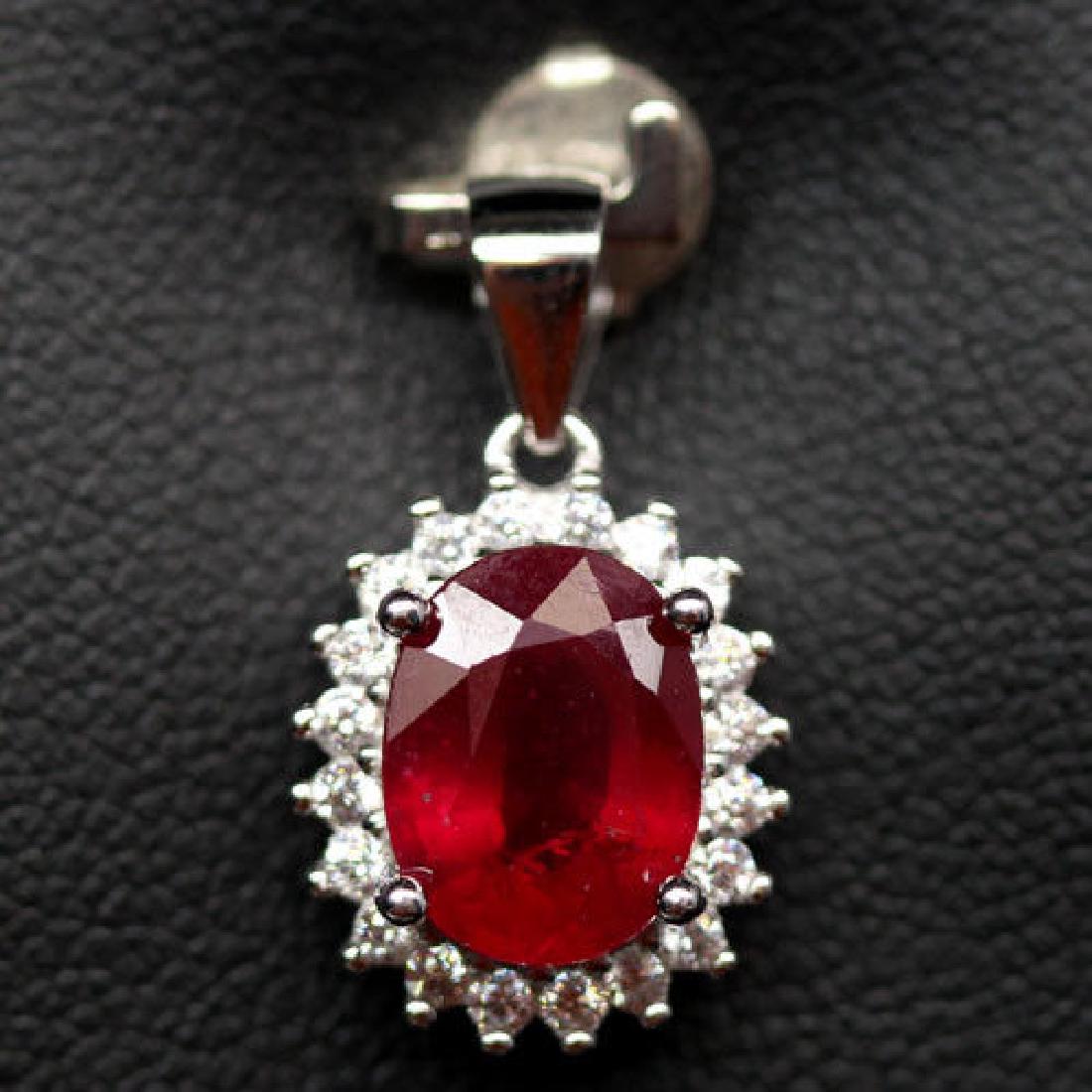AWESOME! REAL! 7 X 9 mm. RED RUBY & WHITE CZ STERLING: N/A