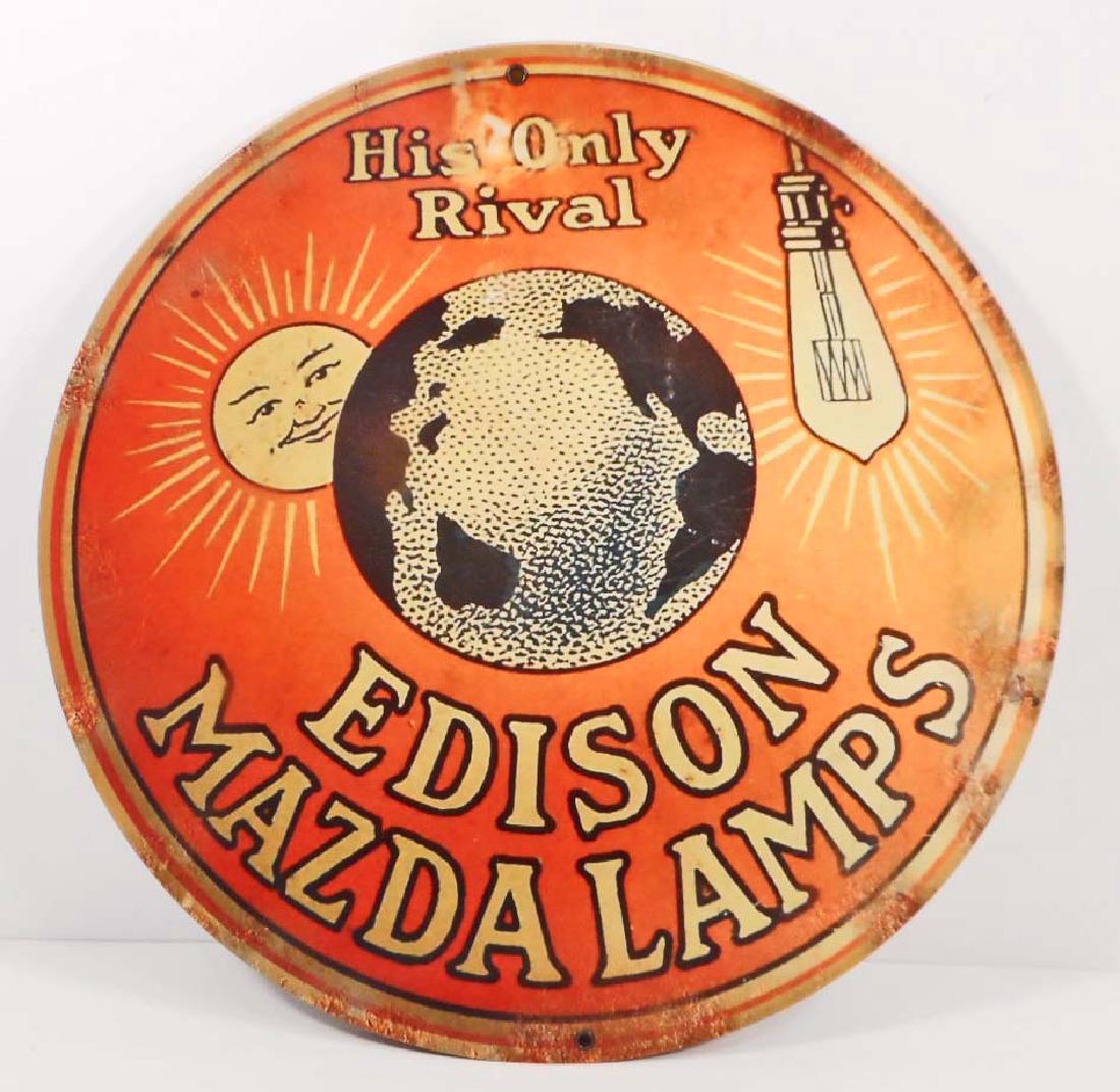 EDISON MAZDA LAMPS METAL SIGN - 14" ROUND: N/A