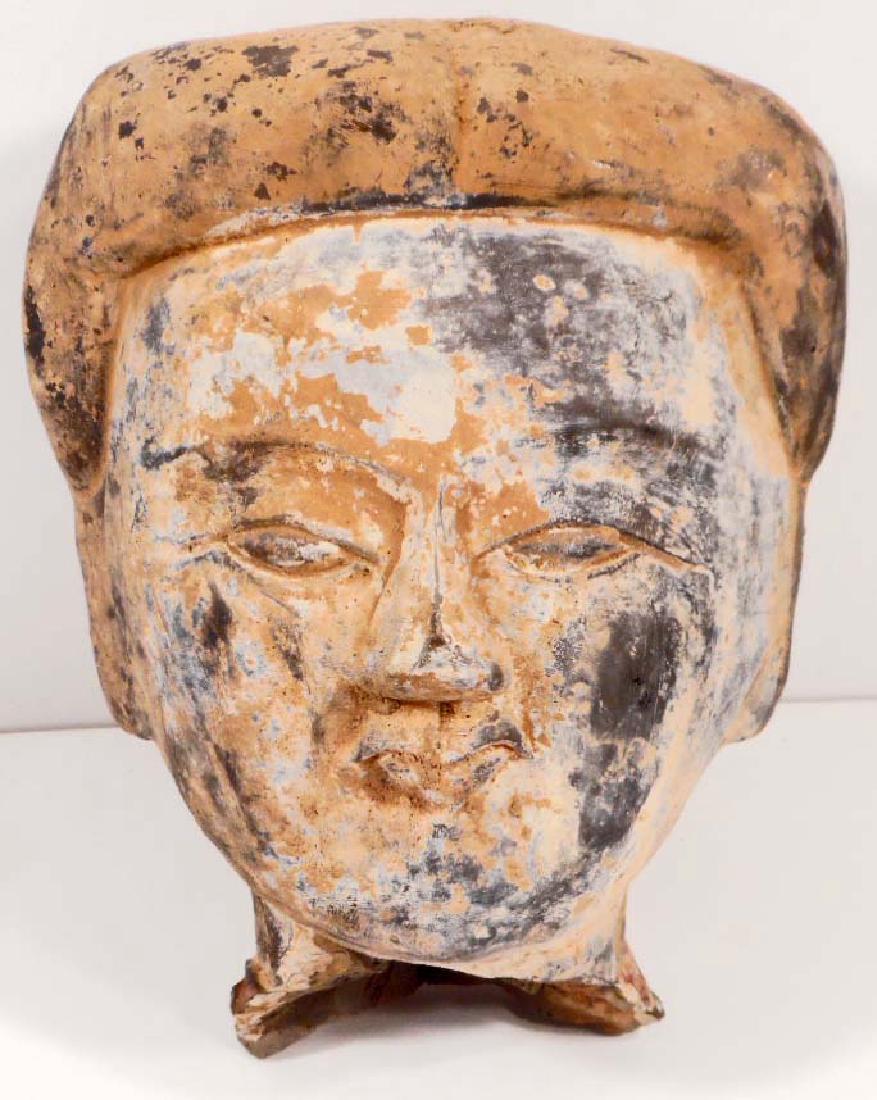 ANTIQUE PRIMITIVE ERA HAND CARVED STATUE HEAD - UNSURE: 7" tall