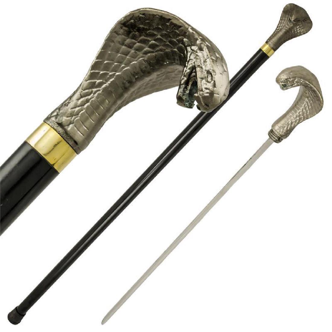 Cobra Head Walking Cane Sword: 37 inch overall length