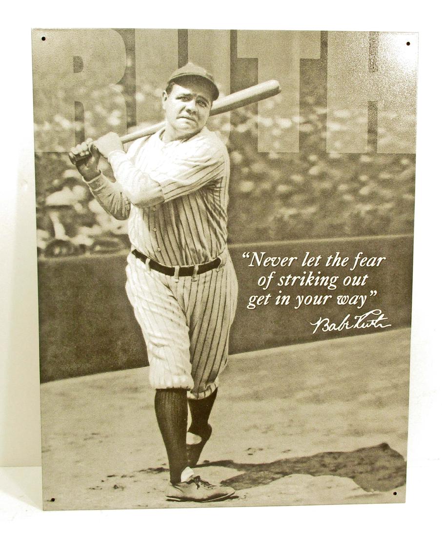 BABE RUTH BASEBALL METAL SIGN: 12.5" by 16"
