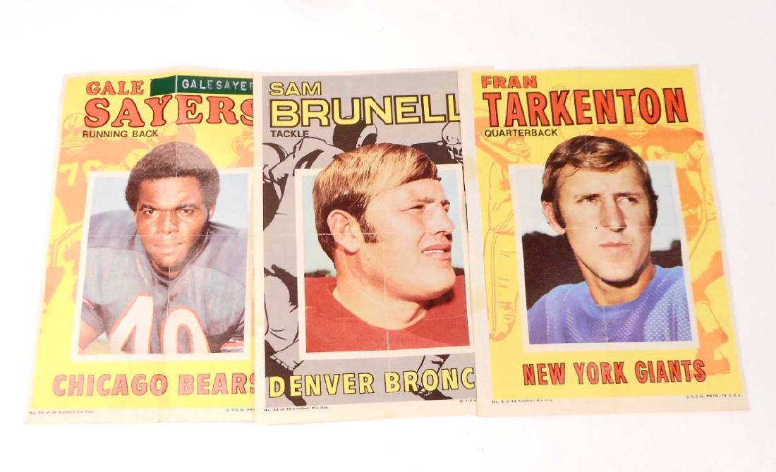 LOT OF 3 VINTAGE C. 1960'S FOOTBALL PIN-UP POSTERS: Fran Tarkenton, Sam Brunelli, Gale Sayers. Each is 5" by 7"