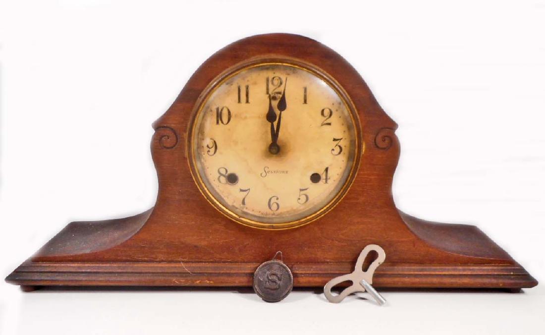 ANTIQUE SESSIONS MANTLE CLOCK W/ KEY AND PENDULUM