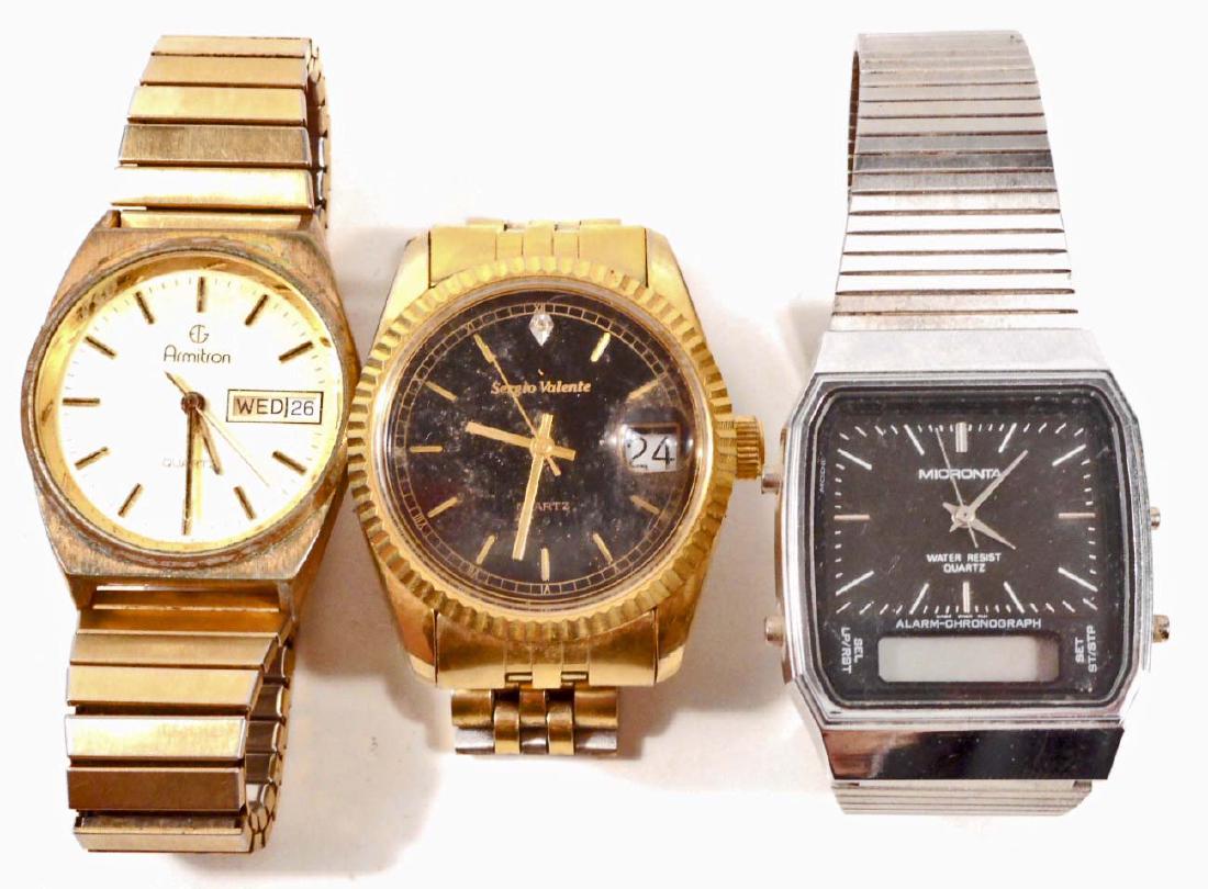 LOT OF 3 VINTAGE MENS WRIST WATCHES: Armitron, Sergio Valente, etc