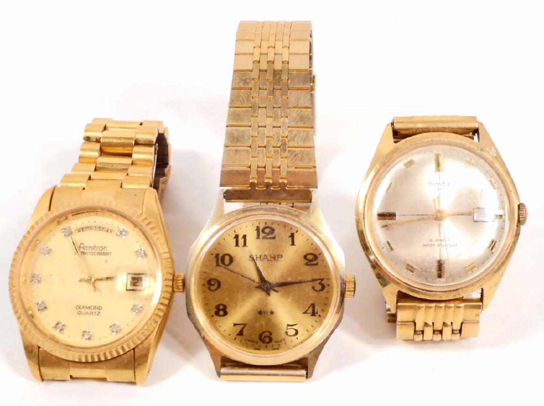 LOT OF 3 VINTAGE MENS WRIST WATCHES: Armitron, Sharp, Timex