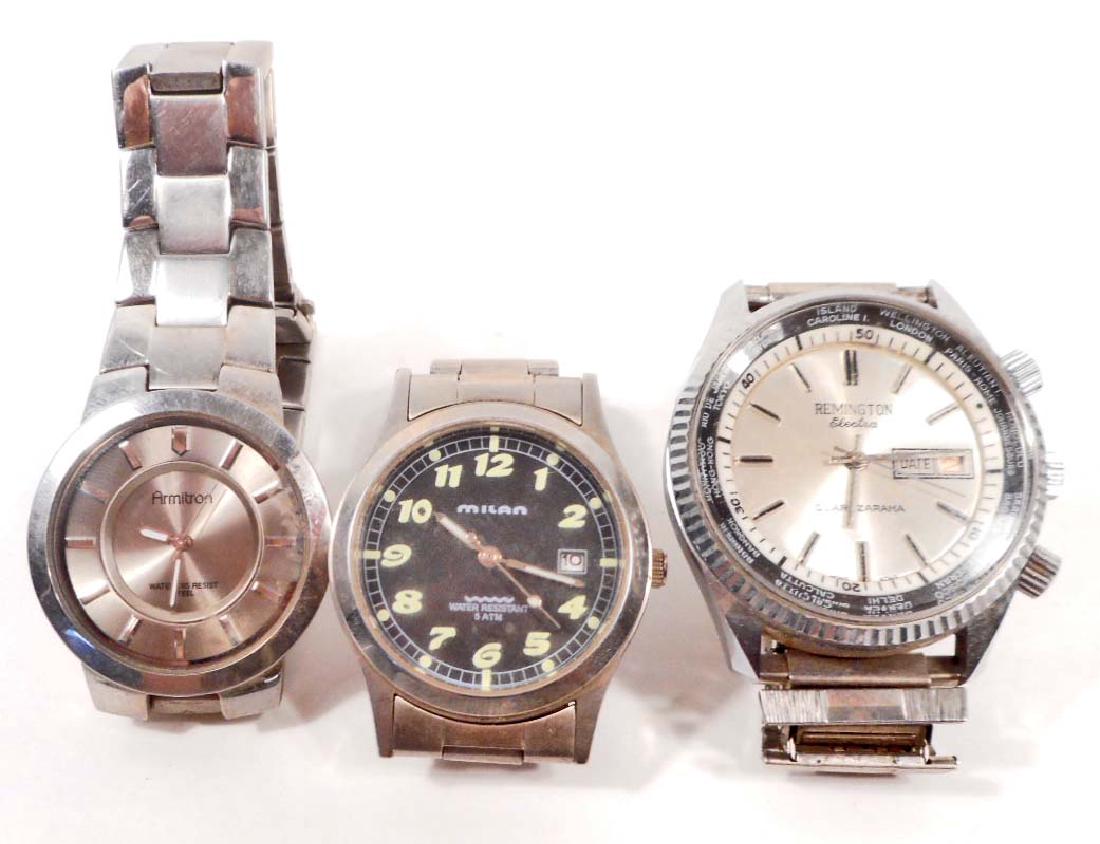 LOT OF 3 VINTAGE MENS WRIST WATCHES: Armitron, Remington, etc