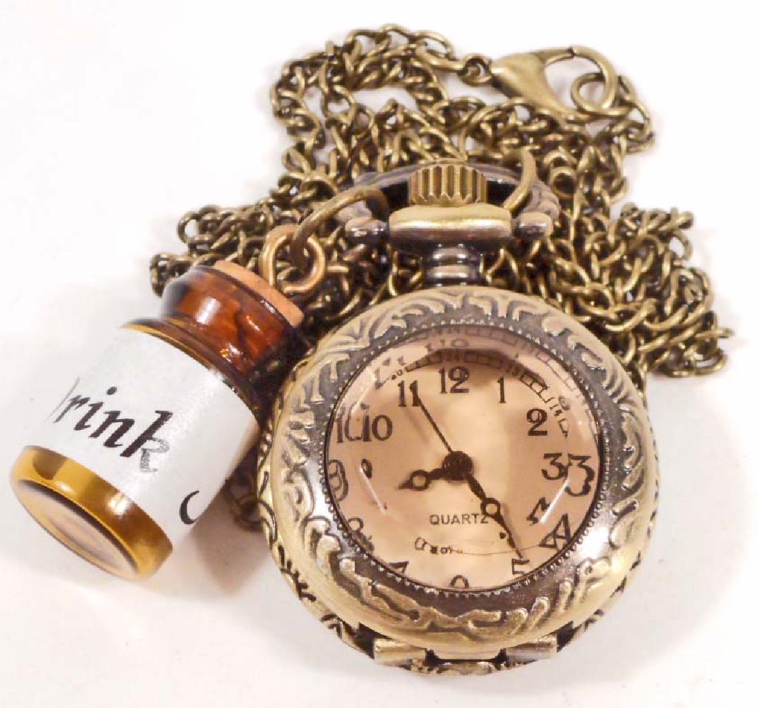 ALICE IN WONDERLAND POCKET WATCH WITH DRINK ME BOTTLE: N/A