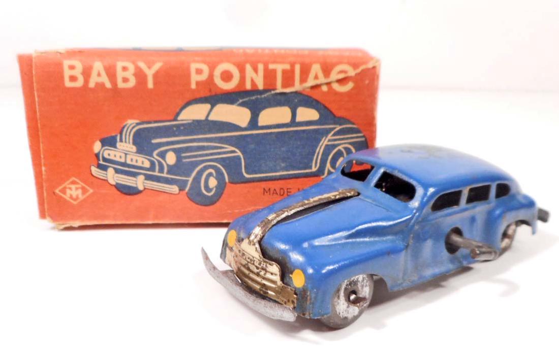 VINTAGE BABY PONTIAC TIN LITHO WIND UP TOY CAR IN THE: Made in Occupied Japan. 3" long. works