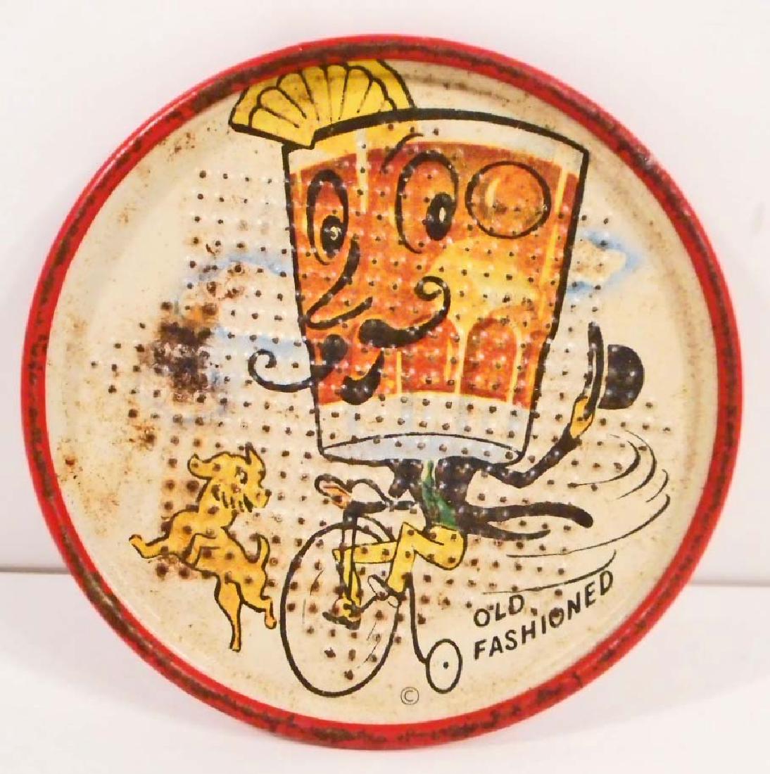 VINTAGE OLD FASHIONED ADVERTISING TIN TIP TRAY: 3.25" diameter