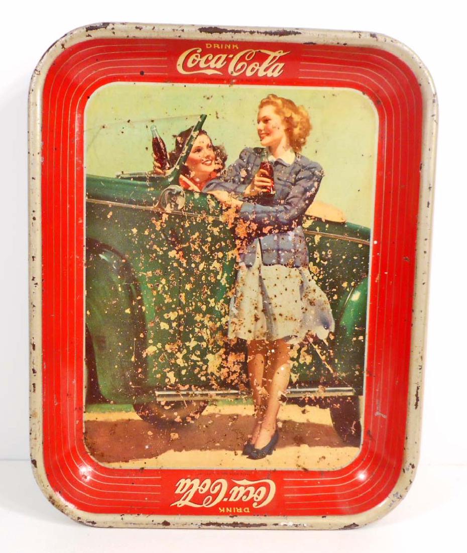 VINTAGE C. 1940'S COCA-COLA ADVERTISING SERVING TRAY: Vintage 1940's Coca-Cola Advertising Serving Tray. 10.5" by 13"