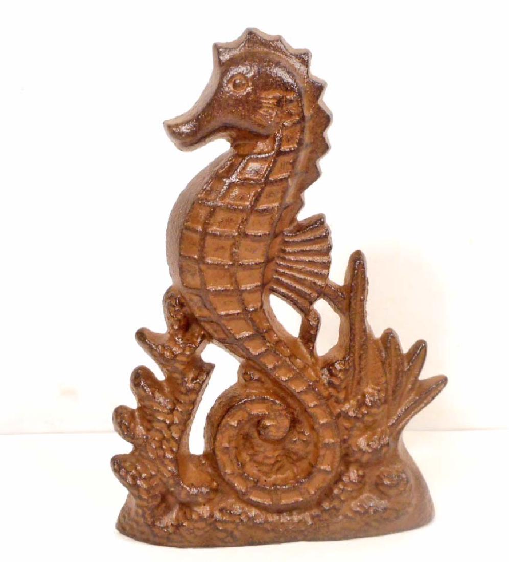 CAST IRON SEAHORSE DOORSTOP: 6" tall