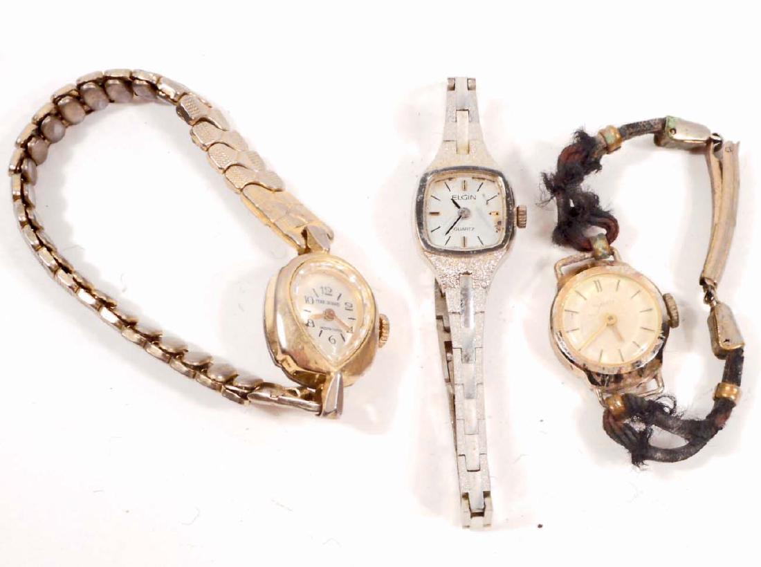LOT OF 3 VINTAGE LADIES WRIST WATCHES: Elgin, Gruen, Timex