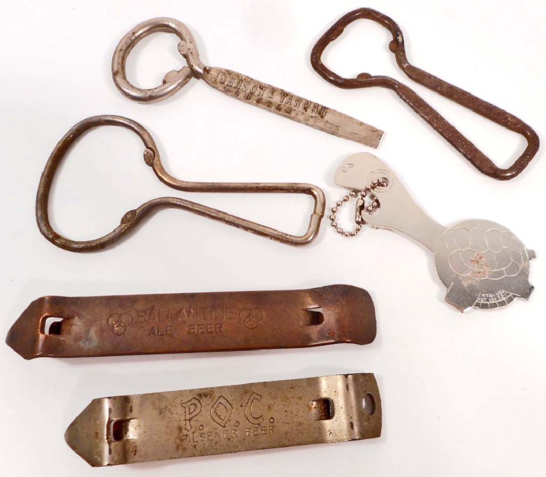 LOT OF 6 VINTAGE ADVERTISING BOTTLE OPENERS: Ballantine Ale Beer, Pilsner Brewing Co., Potosi Brewing, More