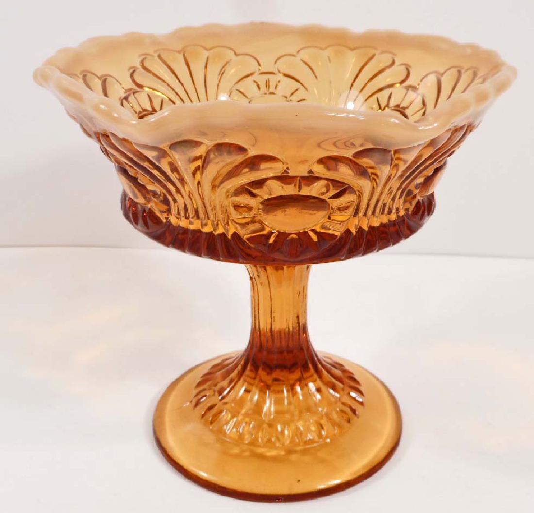 VINTAGE FENTON AMBER GLASS COMPOTE: 5.25" diameter by 5" tall