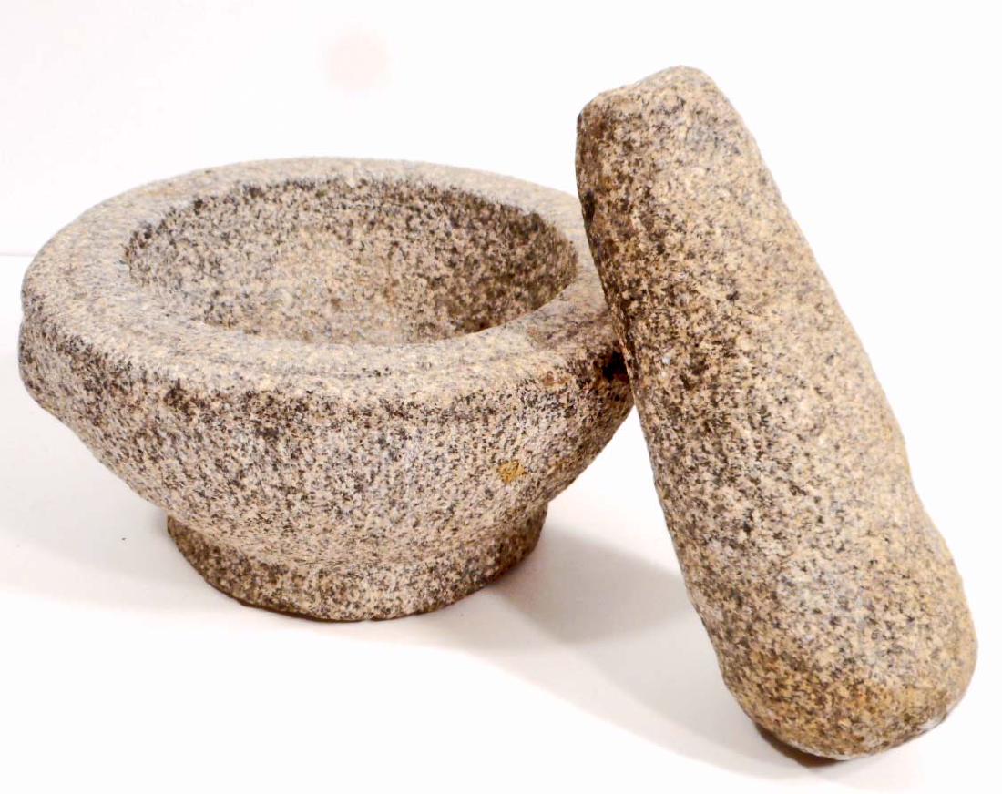 VINTAGE GRANITE MORTAR AND PESTLE: 5.5" diameter