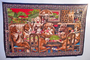 Vintage 57 X 40 1970s Dogs Playing Poker Wall Tapestry Man Cave Bar 1806764724