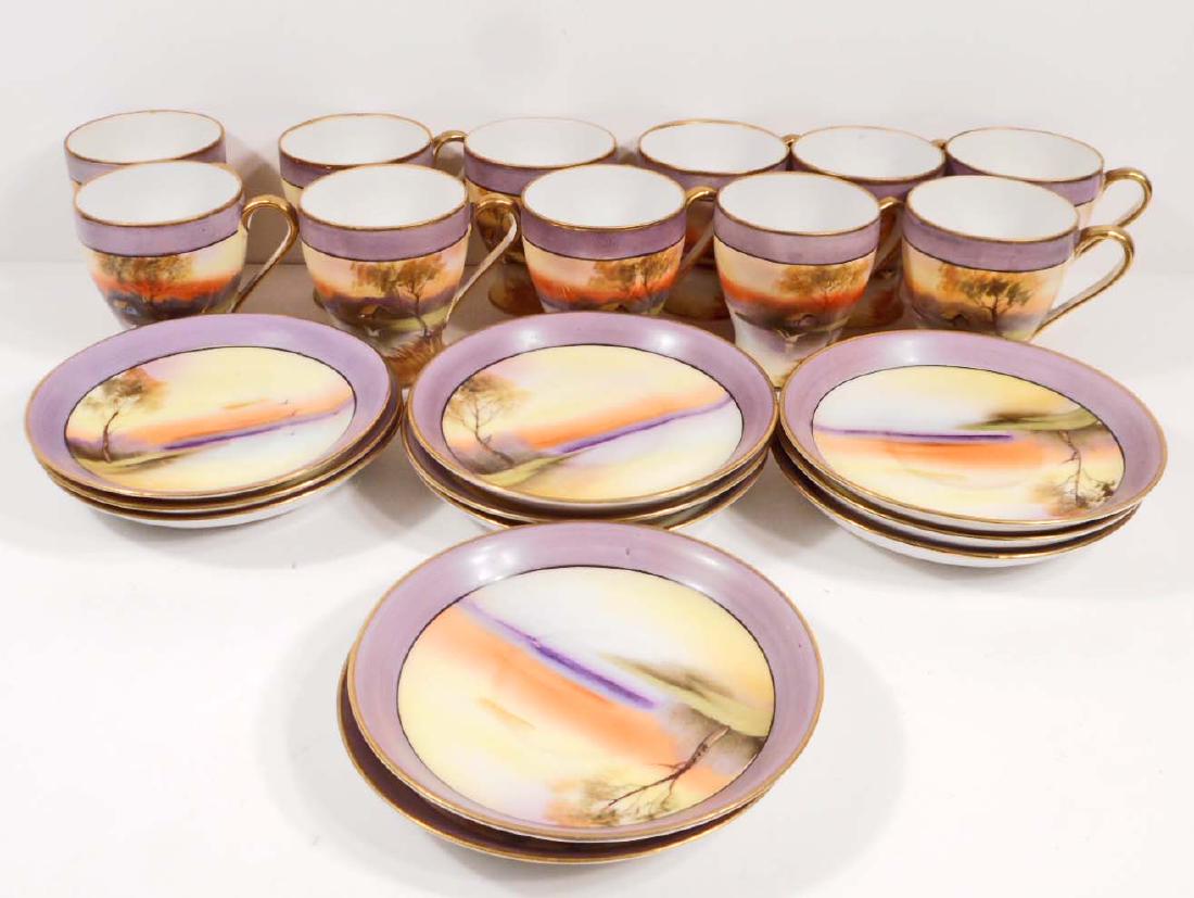 SET OF 11 VINTAGE HAND PAINTED NORITAKE CUPS & SAUCERS: N/A
