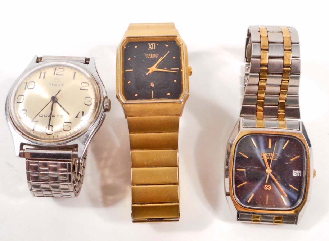 LOT OF 3 VINTAGE MENS WRIST WATCHES: Seiko, Citizen, Timex