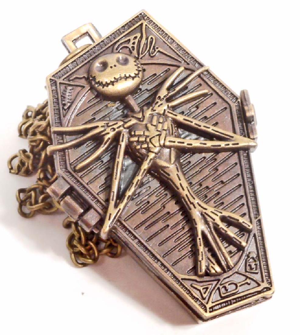 JACK SKELLINGTON COFFIN SHAPED POCKET WATCH W/ CHAIN: N/A