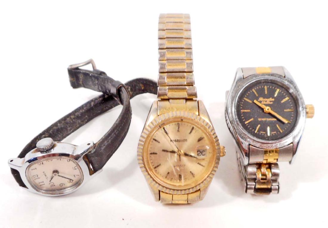 LOT OF 3 VINTAGE LADIES WRIST WATCHES: Timex, etc